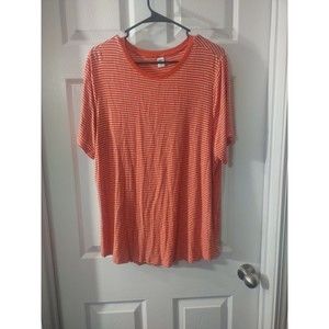 Old Navy Top Size XL Red & White Stripes Short Sleeve